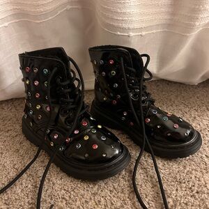 Lola + The Boys Black Boots with Colorful Studs